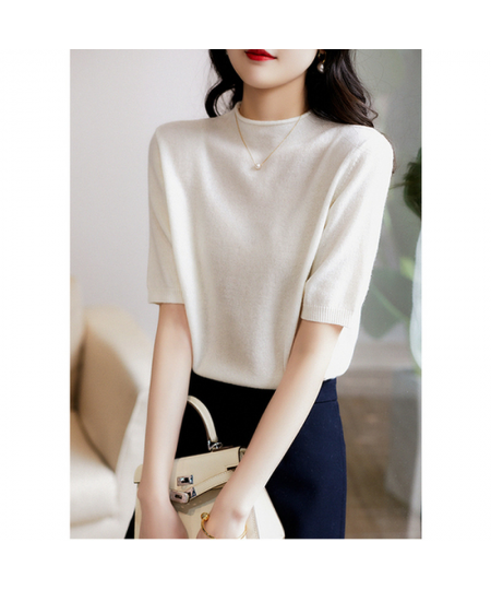 Casual Korean Knitted Blouse Women 2023 New Women Tops Half-Turtleneck Fashion Chic Clothes Summer Solid Loose Clothing 13777...