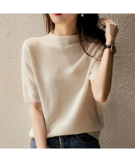 Casual Korean Knitted Blouse Women 2023 New Women Tops Half-Turtleneck Fashion Chic Clothes Summer Solid Loose Clothing 13777...