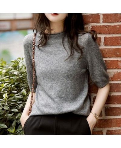 Casual Korean Knitted Blouse Women 2023 New Women Tops Half-Turtleneck Fashion Chic Clothes Summer Solid Loose Clothing 13777...