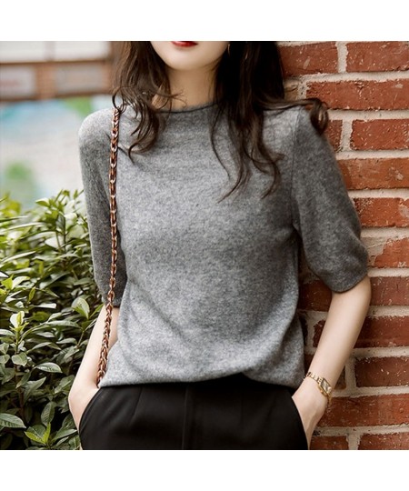 Casual Korean Knitted Blouse Women 2023 New Women Tops Half-Turtleneck Fashion Chic Clothes Summer Solid Loose Clothing 13777...