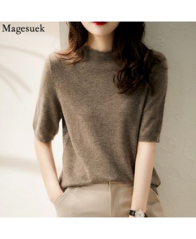 Casual Korean Knitted Blouse Women 2023 New Women Tops Half-Turtleneck Fashion Chic Clothes Summer Solid Loose Clothing 13777...