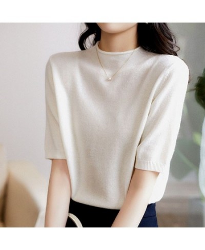 Casual Korean Knitted Blouse Women 2023 New Women Tops Half-Turtleneck Fashion Chic Clothes Summer Solid Loose Clothing 13777...