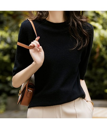 Casual Korean Knitted Blouse Women 2023 New Women Tops Half-Turtleneck Fashion Chic Clothes Summer Solid Loose Clothing 13777...