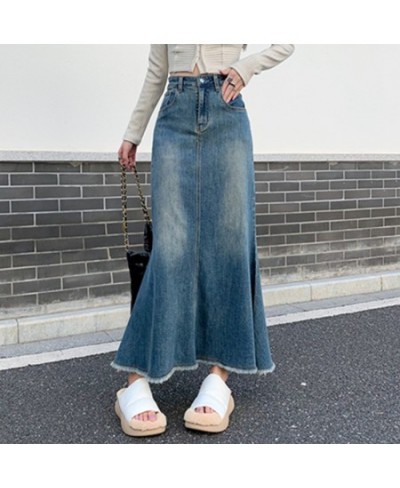 2023 New Fashion Fish Tail Denim Mermaid Style Skirts For Women Denim Jeans Stretch S-XL Long Maxi Skirts Slim Hip $66.80 - S...