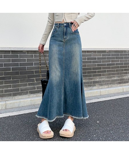 2023 New Fashion Fish Tail Denim Mermaid Style Skirts For Women Denim Jeans Stretch S-XL Long Maxi Skirts Slim Hip $66.80 - S...