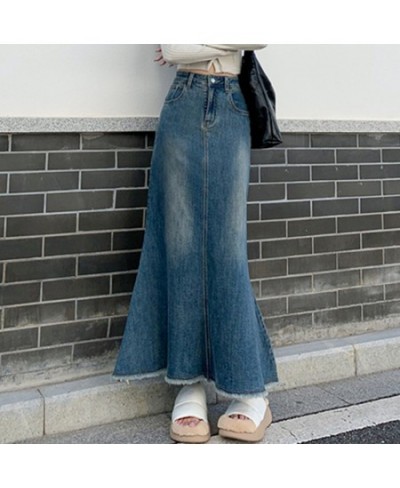 2023 New Fashion Fish Tail Denim Mermaid Style Skirts For Women Denim Jeans Stretch S-XL Long Maxi Skirts Slim Hip $66.80 - S...