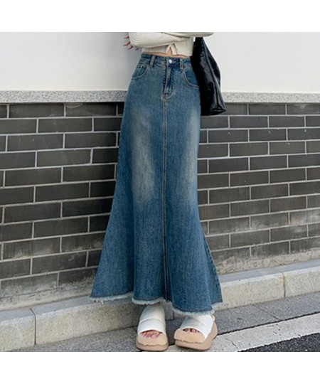 2023 New Fashion Fish Tail Denim Mermaid Style Skirts For Women Denim Jeans Stretch S-XL Long Maxi Skirts Slim Hip $66.80 - S...