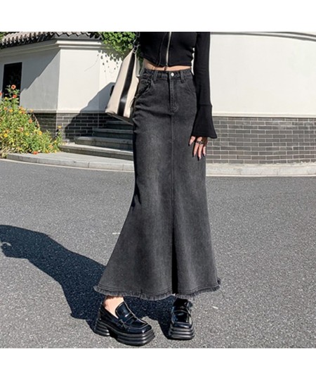 2023 New Fashion Fish Tail Denim Mermaid Style Skirts For Women Denim Jeans Stretch S-XL Long Maxi Skirts Slim Hip $66.80 - S...