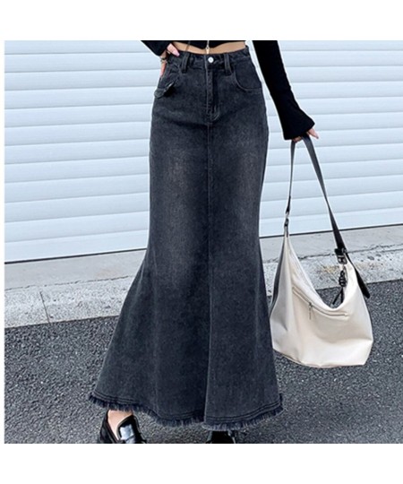 2023 New Fashion Fish Tail Denim Mermaid Style Skirts For Women Denim Jeans Stretch S-XL Long Maxi Skirts Slim Hip $66.80 - S...