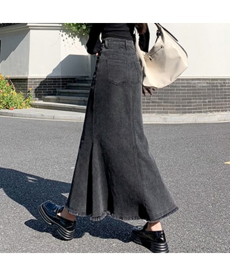 2023 New Fashion Fish Tail Denim Mermaid Style Skirts For Women Denim Jeans Stretch S-XL Long Maxi Skirts Slim Hip $66.80 - S...