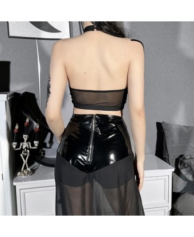 Clothes for Women 2022 Summer Fashion Dark Street Bandage Mesh Perspective Sexy Cropped Vest Women $34.19 - Tops & Tees