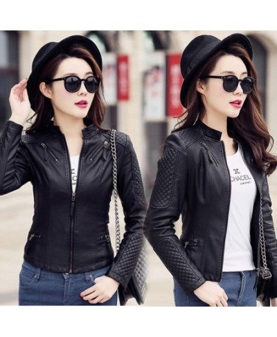 Women Spring Autumn Pu Leather Jacket Casual Slim Soft Moto Jacket Biker Faux Leather Jacket Female Coat Basic Streetwear $53...