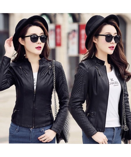 Women Spring Autumn Pu Leather Jacket Casual Slim Soft Moto Jacket Biker Faux Leather Jacket Female Coat Basic Streetwear $53...