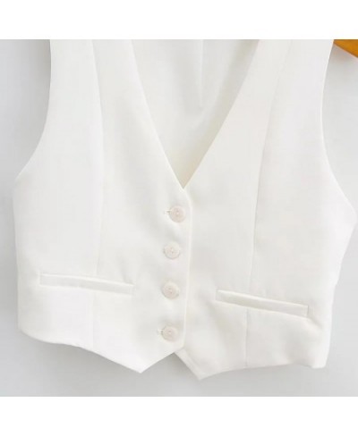 Women's Vest Sleeveless Jacket Women Coat Spring 2022 Waistcoat White Short Office Lady Business Fashion Basic Classic V Neck...