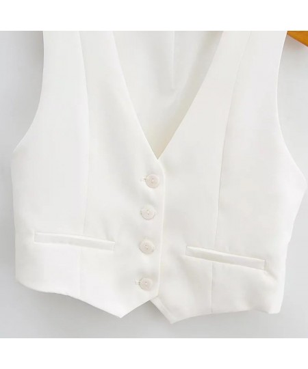 Women's Vest Sleeveless Jacket Women Coat Spring 2022 Waistcoat White Short Office Lady Business Fashion Basic Classic V Neck...