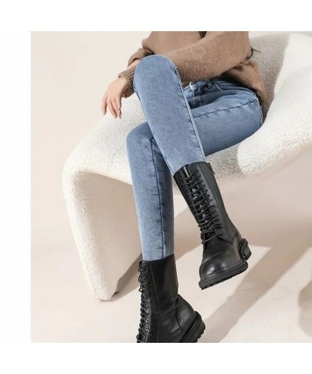 Thick Female Velvet Women High Waist Skinny Jeans Simple Fleece Warm Slim Fit Stretch Ladies Winter Casual Denim Pencil Pants...