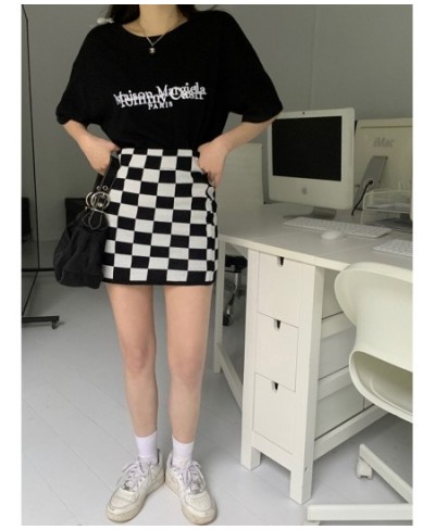 Women's Skirt Mini Y2k High-Waisted Goth Sexy Summer A-line Grunge Plaid Korean Fashion Harajuku Vintage Clothes $22.95 - Skirts