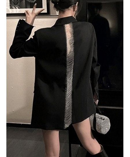 Fashion Women's Blazer New Backless Hollow out Chain One Button Black Thin Section Suit Jackets Female Autumn 2023 17A2784 $8...