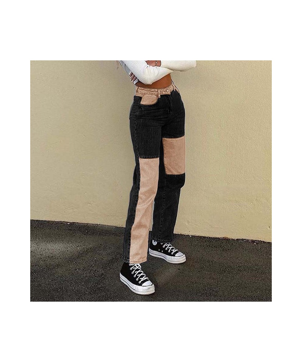 Baggy Black Patchwork Woman Jeans Mom Pants Vintage High Waist Boyfriend Girls Trousers 90s Streetwear Y2K Female Straight $5...