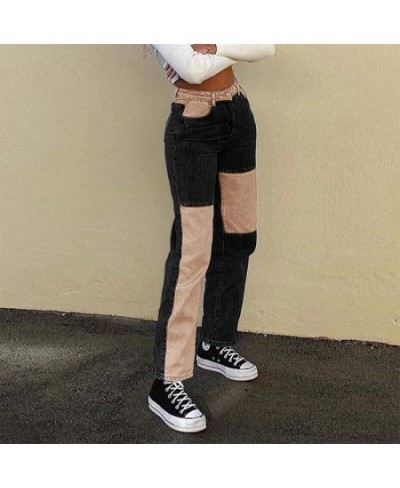 Baggy Black Patchwork Woman Jeans Mom Pants Vintage High Waist Boyfriend Girls Trousers 90s Streetwear Y2K Female Straight $5...