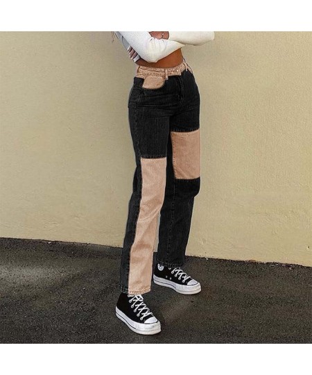 Baggy Black Patchwork Woman Jeans Mom Pants Vintage High Waist Boyfriend Girls Trousers 90s Streetwear Y2K Female Straight $5...