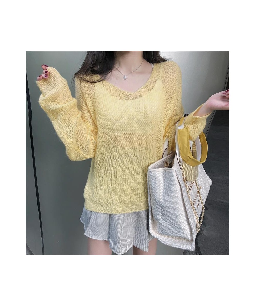 Pullovers Women Lovely Girls Casual Summer Solid Simple Sweater Ulzzang Daily College 2023 Fashion Sun-proof See-through $28....