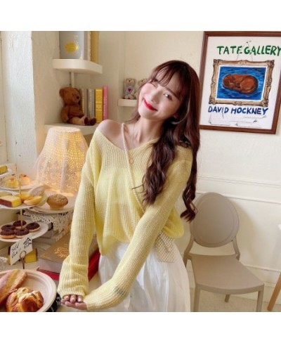 Pullovers Women Lovely Girls Casual Summer Solid Simple Sweater Ulzzang Daily College 2023 Fashion Sun-proof See-through $28....