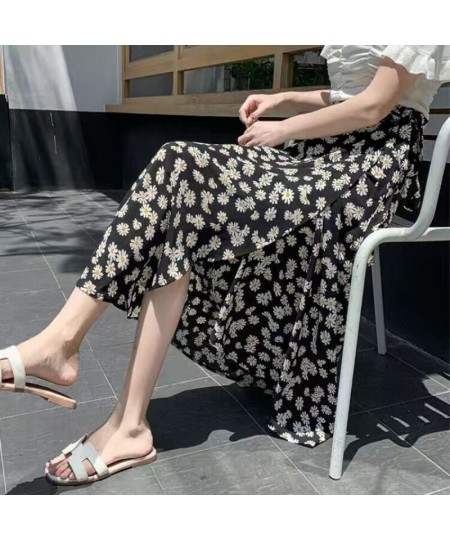 Fashion Cotton Women Floral Print Skirt Side Tie Beach Skirts Summer High Waist Wrap Flower Long Skirt With Slit $21.60 - Skirts