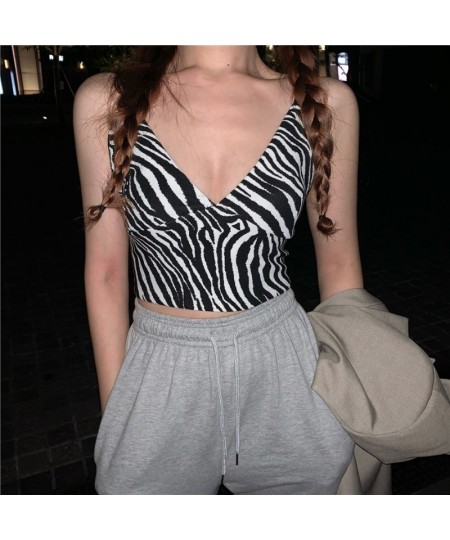 Printing Tank Top Sexy Streetwear Girls Spaghetti Strap Stripe Streetwear Crop Tops for Women Summer Cropped Lingerie $17.05 ...