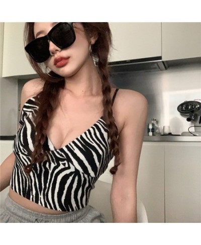 Printing Tank Top Sexy Streetwear Girls Spaghetti Strap Stripe Streetwear Crop Tops for Women Summer Cropped Lingerie $17.05 ...