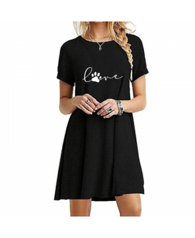 Ladies Round Neck Above Knee Dress Casual Sexy Mini Skirts Dresses for Women Fashion Summer Short Sleeve Printed Long T-shirt...