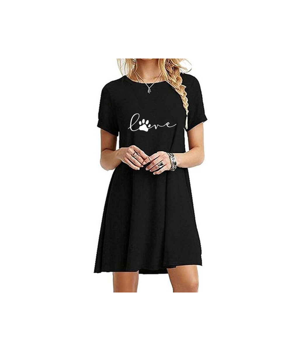 Ladies Round Neck Above Knee Dress Casual Sexy Mini Skirts Dresses for Women Fashion Summer Short Sleeve Printed Long T-shirt...