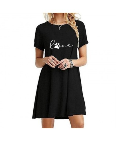 Ladies Round Neck Above Knee Dress Casual Sexy Mini Skirts Dresses for Women Fashion Summer Short Sleeve Printed Long T-shirt...