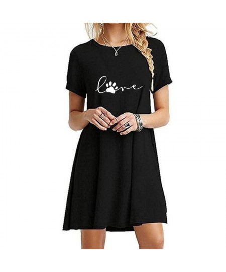 Ladies Round Neck Above Knee Dress Casual Sexy Mini Skirts Dresses for Women Fashion Summer Short Sleeve Printed Long T-shirt...