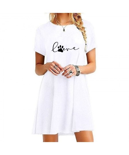 Ladies Round Neck Above Knee Dress Casual Sexy Mini Skirts Dresses for Women Fashion Summer Short Sleeve Printed Long T-shirt...