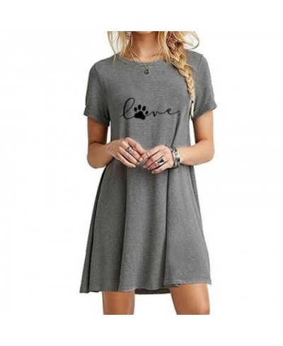 Ladies Round Neck Above Knee Dress Casual Sexy Mini Skirts Dresses for Women Fashion Summer Short Sleeve Printed Long T-shirt...