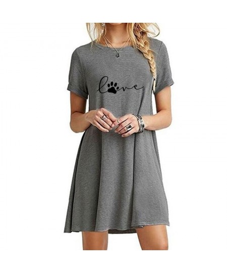 Ladies Round Neck Above Knee Dress Casual Sexy Mini Skirts Dresses for Women Fashion Summer Short Sleeve Printed Long T-shirt...