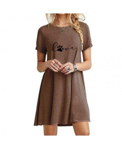 Ladies Round Neck Above Knee Dress Casual Sexy Mini Skirts Dresses for Women Fashion Summer Short Sleeve Printed Long T-shirt...