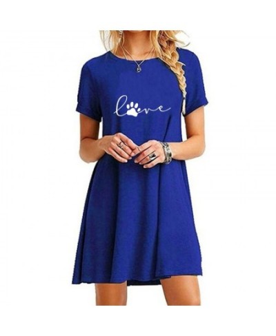 Ladies Round Neck Above Knee Dress Casual Sexy Mini Skirts Dresses for Women Fashion Summer Short Sleeve Printed Long T-shirt...