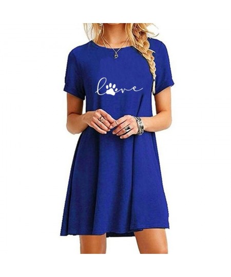 Ladies Round Neck Above Knee Dress Casual Sexy Mini Skirts Dresses for Women Fashion Summer Short Sleeve Printed Long T-shirt...