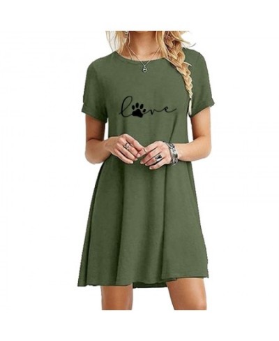 Ladies Round Neck Above Knee Dress Casual Sexy Mini Skirts Dresses for Women Fashion Summer Short Sleeve Printed Long T-shirt...