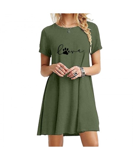 Ladies Round Neck Above Knee Dress Casual Sexy Mini Skirts Dresses for Women Fashion Summer Short Sleeve Printed Long T-shirt...