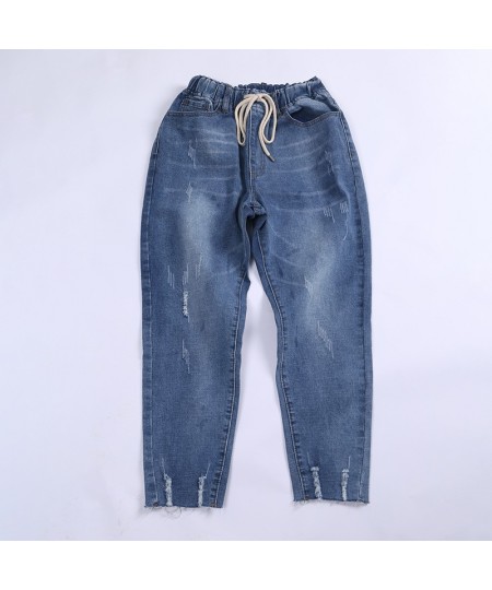 European And American Thin Harem Cropped Pants Women New Elastic Waist Fashion Denim Jeans Jeans women Big L-8XL Loose Brand ...