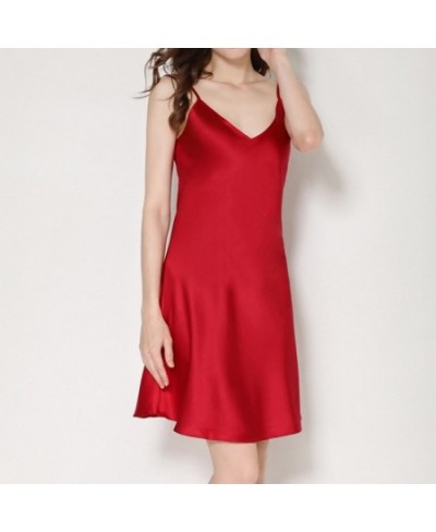 Women's 93% Mulberry Silk 7% spandex satin silk spaghetti straps Chemise Full Slip Nightdress Sleepwear M-3XL YM013 $75.44 - ...