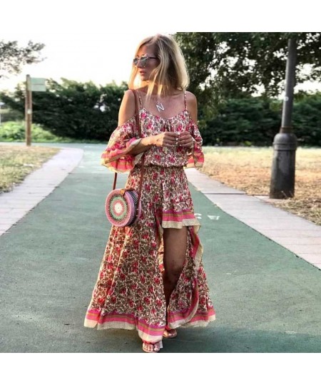 BOHO INSPIRED Boho Style Skirts women irregular maxi skirt red cotton Floral Sexy summer Skirts Beach Bohemian Women Skirts $...