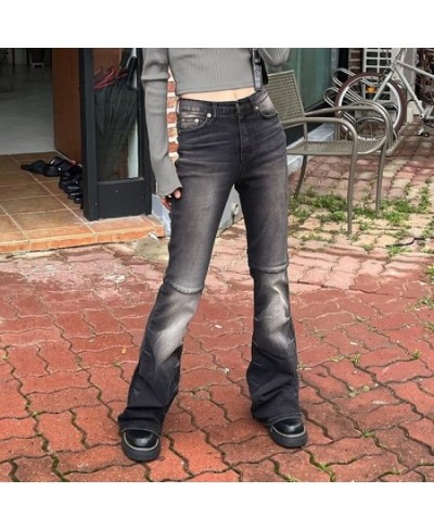 Women Vintage Streetwear Black Korean Flare Jeans High Waiste Oversize Wide Leg Pants Grunge Denim Trousers Brand Alt Clothes...