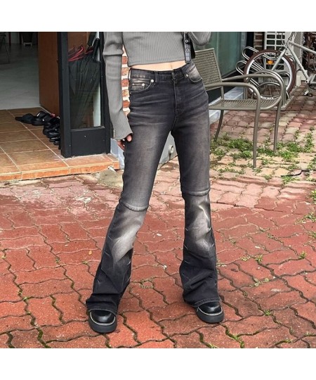 Women Vintage Streetwear Black Korean Flare Jeans High Waiste Oversize Wide Leg Pants Grunge Denim Trousers Brand Alt Clothes...