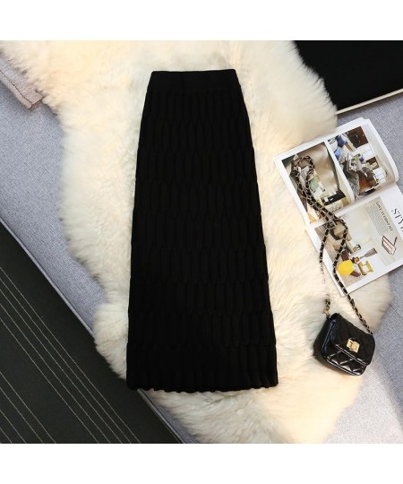 Elegant Vintage Straight Knitted Midi Skirt Women Jacquard Pattern High Waist Skirt Ladies Spring Winter Wrap Skirts Casual $...