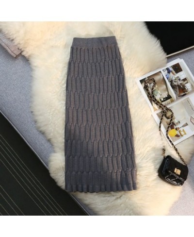 Elegant Vintage Straight Knitted Midi Skirt Women Jacquard Pattern High Waist Skirt Ladies Spring Winter Wrap Skirts Casual $...