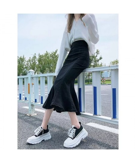 2022 Fishtail Skirt Denim Skirt Spring and Summer Women's High Waist Thin Temperament Street Casual Western Style Long Skirt ...